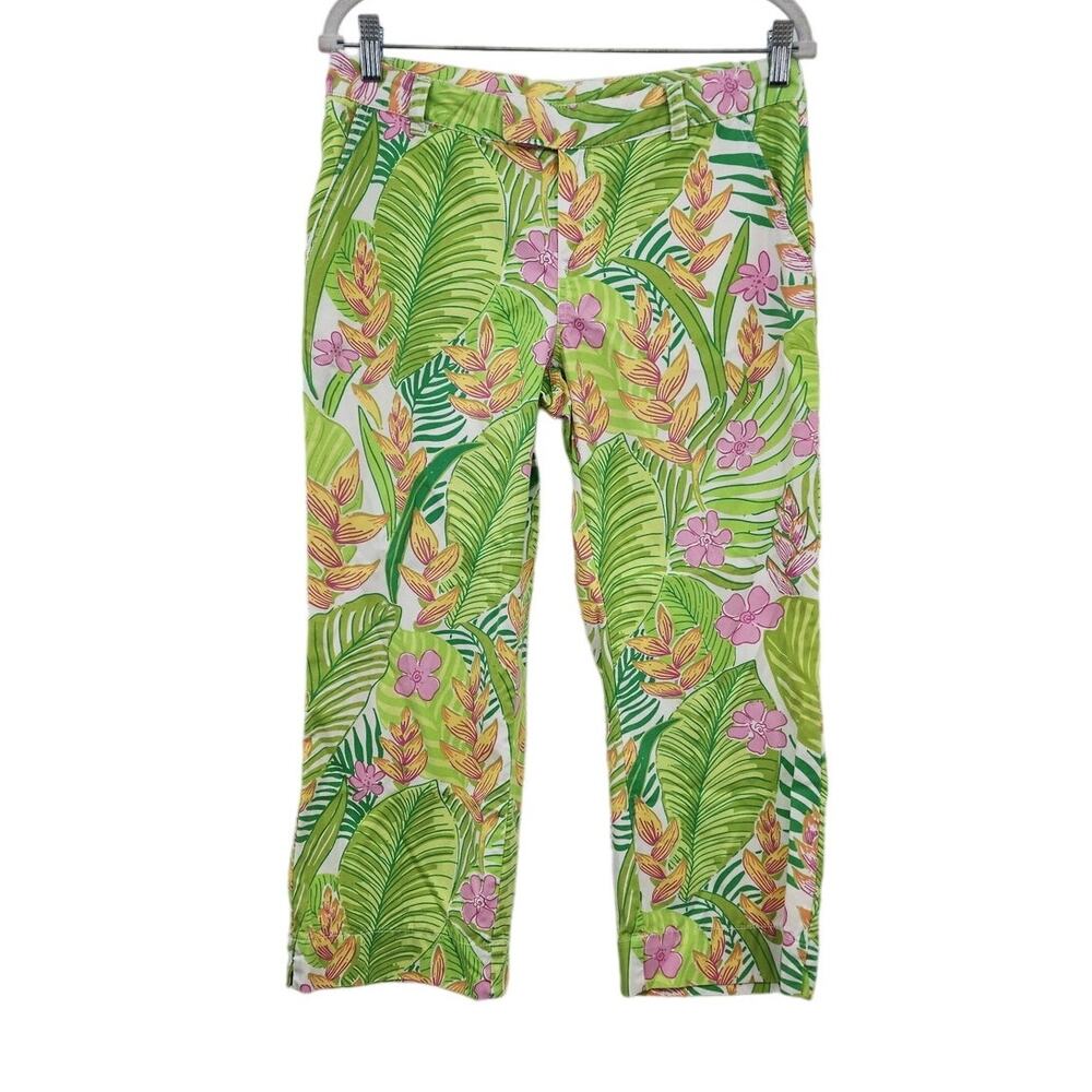 Vintage Lilly Pulitzer Wide‎ Straight Leg Floral Crop Pants Size 6
